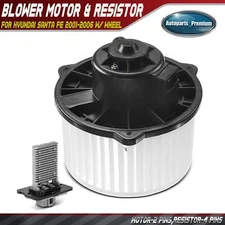 Front HVAC Blower Motor & Resistor Kit w/ Wheel for Hyundai Santa Fe 2001-2006 