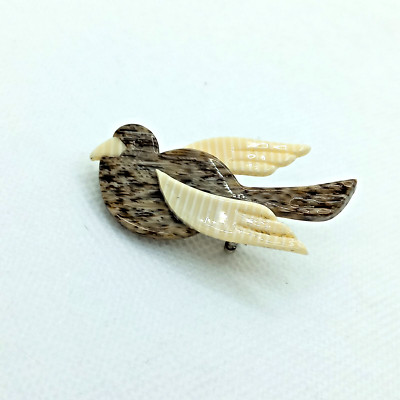 Vintage LEA STEIN Brooch Dove Celluloid Acetate French Designer