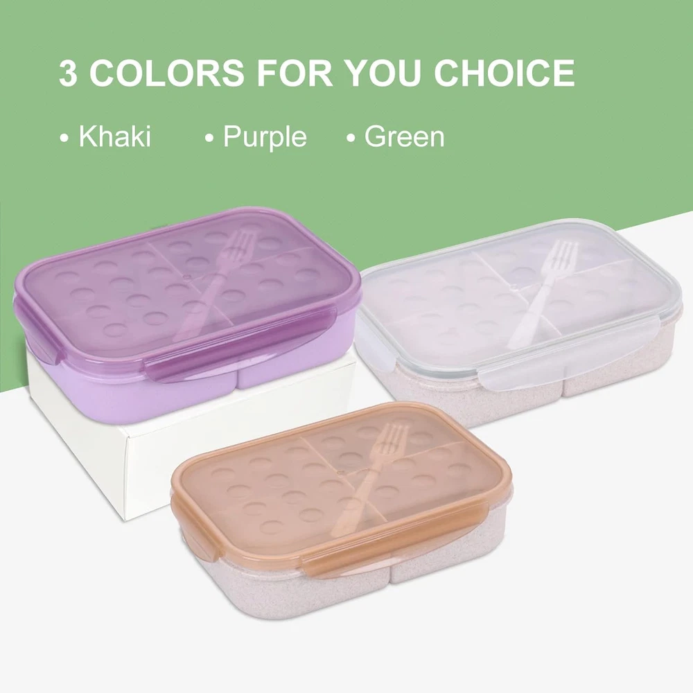 ASYH 3-Compartment Bento Lunch Box for Kids and Adults Classic Design
