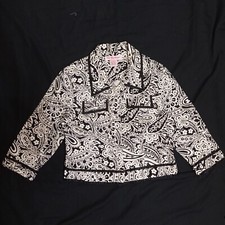 Vintage Lily Stanhope Black And White Floral Button Blazer Jacket Size 10p
