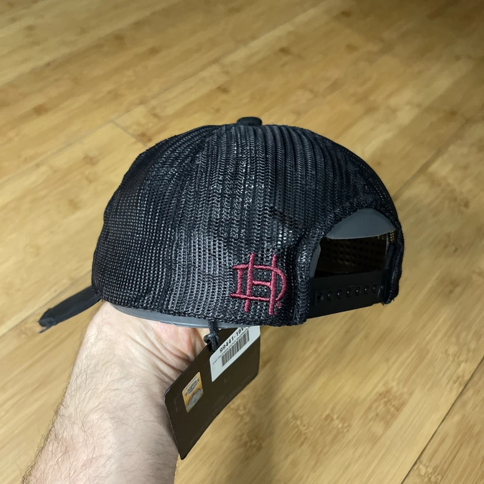 Harley Davidson Since 1903 Distressed Black Mesh Snapback Dad Hat Retro Unisex - Image 3 of 4