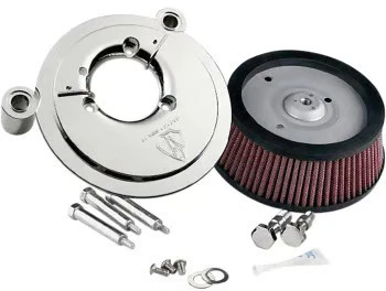 Kit de filtro de aire Arlen Ness Big Sucker Stage I - Placa de respaldo cromada - Filtro rojo Foto 2 de 4