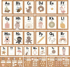 Alphabet Classroom Wall Decor ABC Posters Number Line Boho Preschool