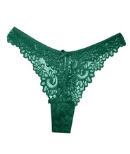  Sexy Seamless Thongs for Women Lace Underwear Breathable Low Rise Medium Green