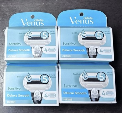 Gillette Venus Sensitive Deluxe Smooth 4 Cartridges with 5 Blades. Lot  Of 4