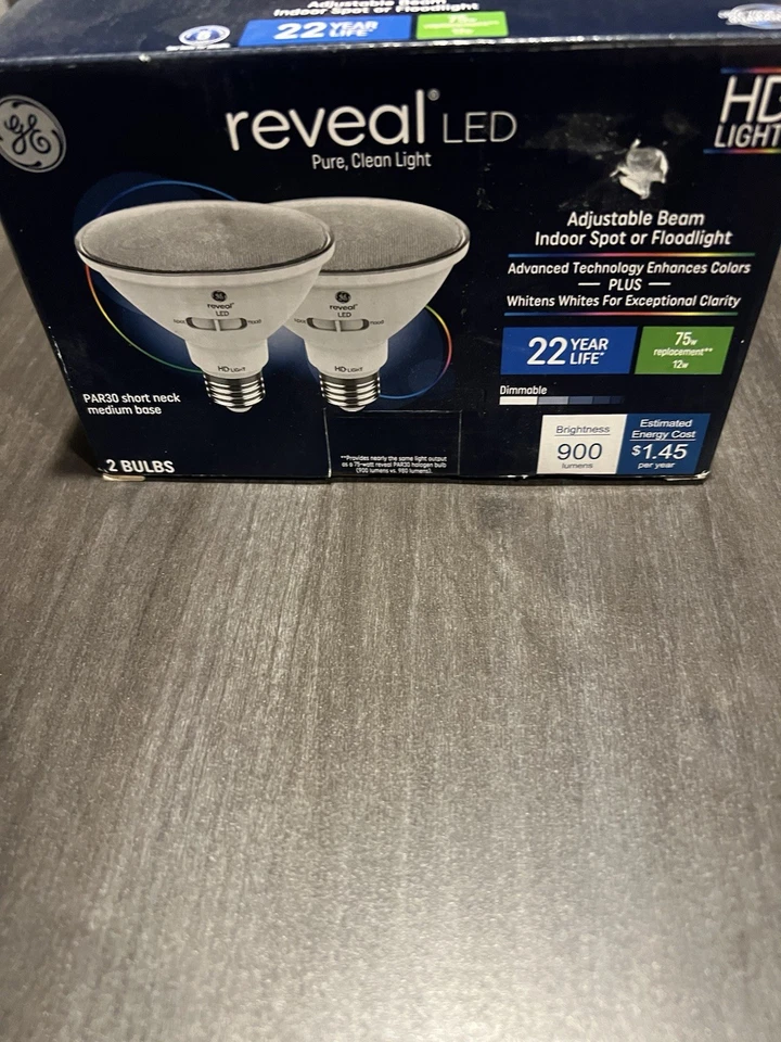GE 75w Replacement Reveal HD+ LED Bulbs PAR30 Short Neck Med Base Spot Flood 2Pk - Image 2 of 3
