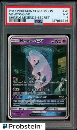 2017 Pokemon Sun & Moon Shining Legends Secret #78 Mewtwo GX PSA 7 NM