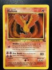 FREE SHIPPING Pokémon Moltres 12/62 Fossil NON Holo Rare Basic Wizards 1999