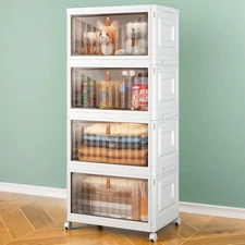 4 Tier Storage Bins with Lids, 23QT Stackable Closet Organizers and Storage w...