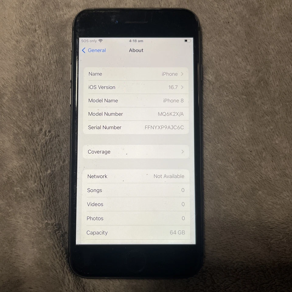 Apple iPhone 8 64GB Black/Dark Grey TESTED ACTIVATED - PH-043 - Image 2 of 4