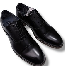 NIB Bruno Marc Men Black PU Leather Cap Toe Oxford Dress Shoes Size US 6.5