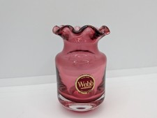⭐ Webb Continental Cranberry Miniature Handmade Glass Post Vase Pot Collectible