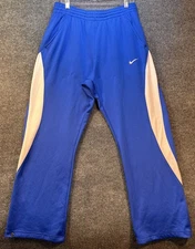 Nike Track Pants Mens Large Blue White Polyester Snap Bottoms Dri-FIT 244774-494