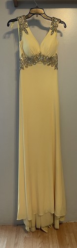Night Moves Prom Formal Rhinestone Yellow Gown Dress Floor Length Sz. 0