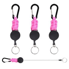 Retractable Keychain, 4 Pcs Carabiners Badge Holder, Pink