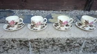Set of 4 Vintage MCM Red Wing Pottery Tampico Cups & Saucers Melons & Wine