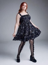 Torrid Nightfall Lace-Up Corset Mini Dress Persophones Forest Black Size 2X NWOT