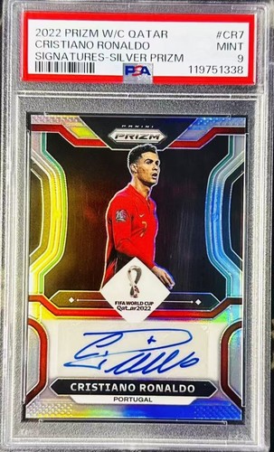 1/25≈1/1 2022 Prizm FIFA World Cup Cristiano Ronaldo Portugal Auto Silver PSA 9