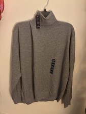 Stafford Men’s Pima Cotton XL V-Neck Long Sleeve Golf Polo Shirt Sweater Grey