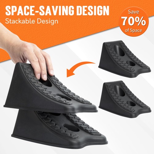 Cuñas de rueda, cuña de rueda de alta resistencia para automóvil, remolque de viaje, casa rodante - 8" x 4,7" x 4... - Imagen 2 de 9