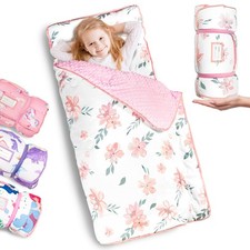 Thickened Toddler Nap Mat with Removable Pillow and Minky Blanket, Extra Larg...