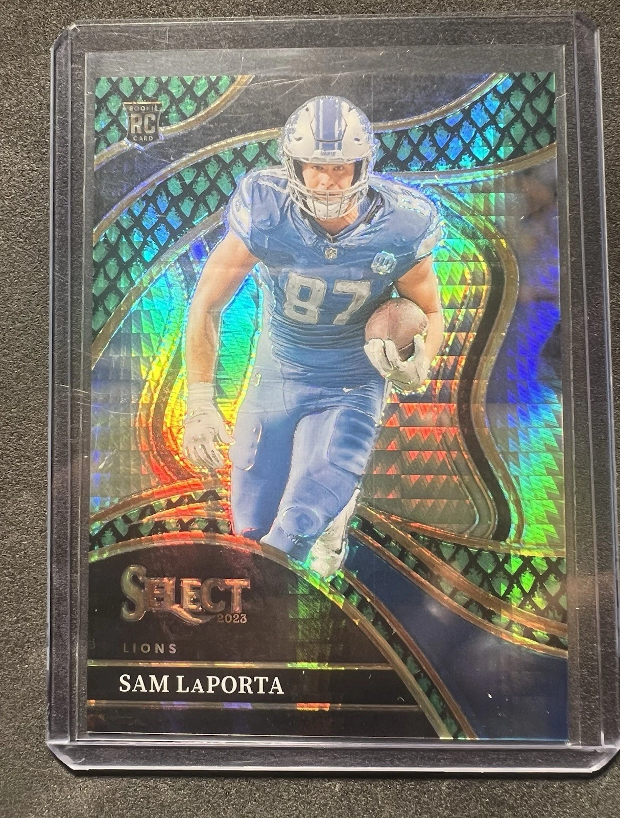 2023 Panini Select - Club Level Sam LaPorta #221 Dragon Scale Prizm /70 (RC)
