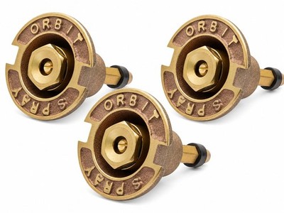 3-Pack Orbit 54070 Brass Pop-Up Flush Head Sprinkler with Full Pattern Gray