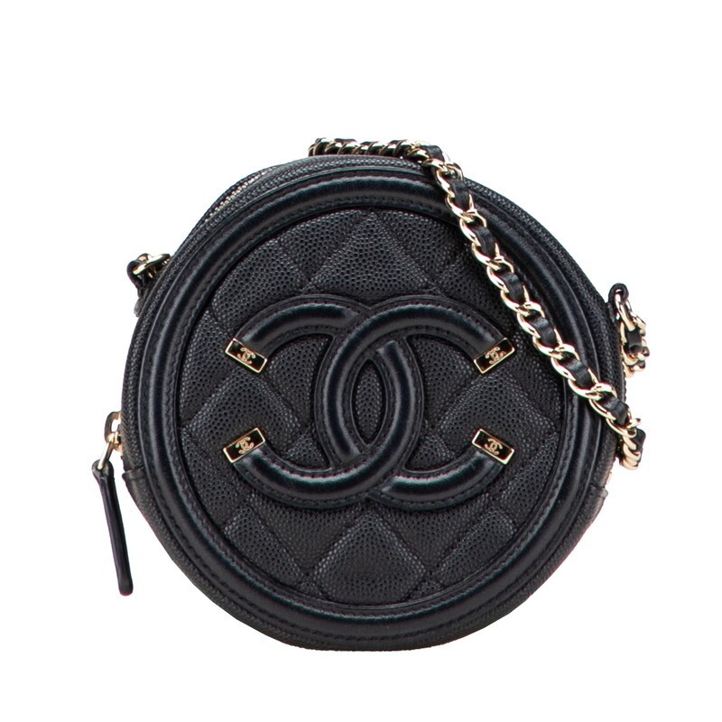 Chanel Matelasse Coco Mark CC Filigree Chain Shoulder Bag Black AB0365 814306