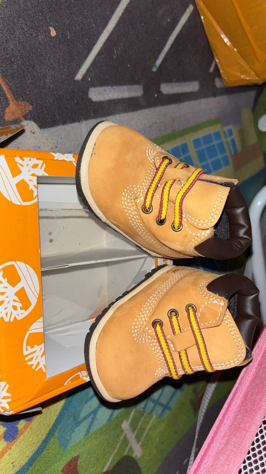 Timberland Tan Leather Bootie Lace Up Unisex Baby Toddler Ankle Boots