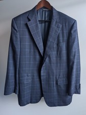 CANALI 1934 Blue Plaid Check Silk Wool Sport Coat Jacket Italy 46R / EU 56R 7R