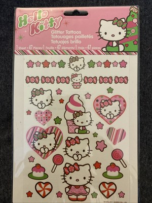 Hello Kitty Glitter Tattoos Sheet Sanrio Temporary Sticker Set New