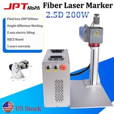 2.5D JPT Mopa 200W Fiber Laser Marking Cutting Machine Ezcad3 Motorized Z US