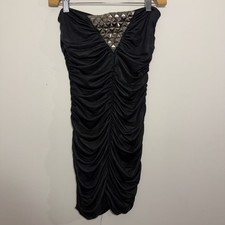 Symphony Y2K Black Ruched Strapless Mini Dress Size Small Indie Sleaze