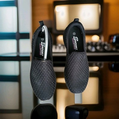 SKECHERS SPORT MEMORY FOAM WOMEN ACTIVE/COMFORT SHOES SLIP ON BLACK SZ 7.5