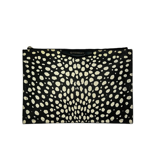 GIVENCHY Black Cream PVC Clutch Bag