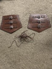 1 Pair Medieval Leather Arm Gauntlets Wristband Buckle Bracers