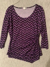 Bleeker & McDougal Blouse 3/4 Sleeve Shirt Purple Size XL