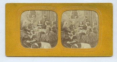 Tea Party Spiegel & Hund - Hold To Light Tissue Stereoview