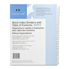 Sparco Table Of Contents Index Divider - 31 X Divider - Print-on - 31 / Set -