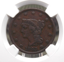 1843 Braided Hair Large Cent *PETITE HEAD* SM LT 1c NGC VF30 BN #004 Very Fine