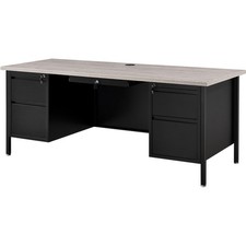 72"W x 30"D Steel Teachers Desk Gray Top with Black Frame