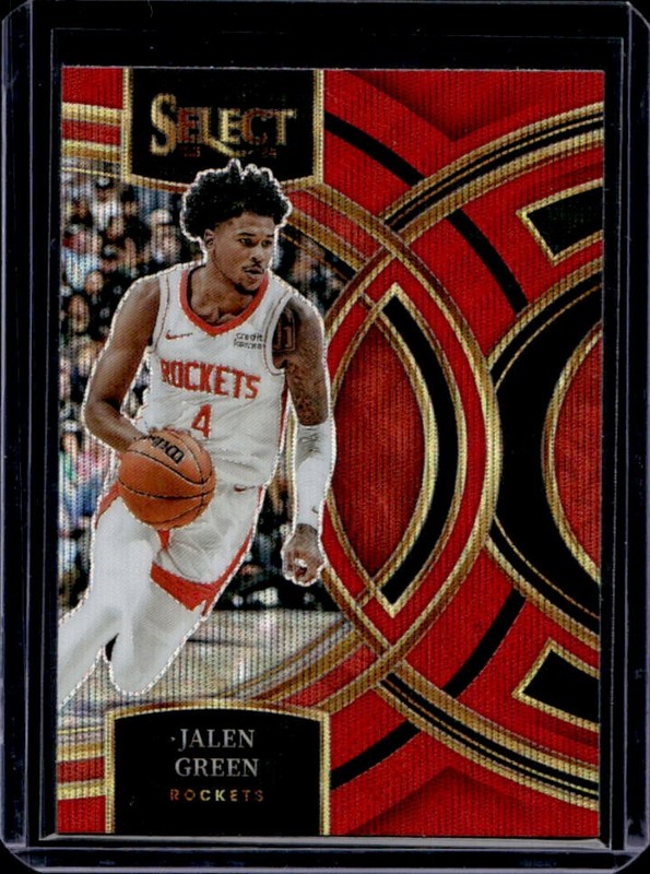 2023-24 Panini Select Jalen Green Red Wave Prizm Premier Level #159 Rockets