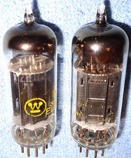 2 Westinghouse 12BH7A Black Plate Vacuum Tubes 1960's Vintage Audio Twin Triodes