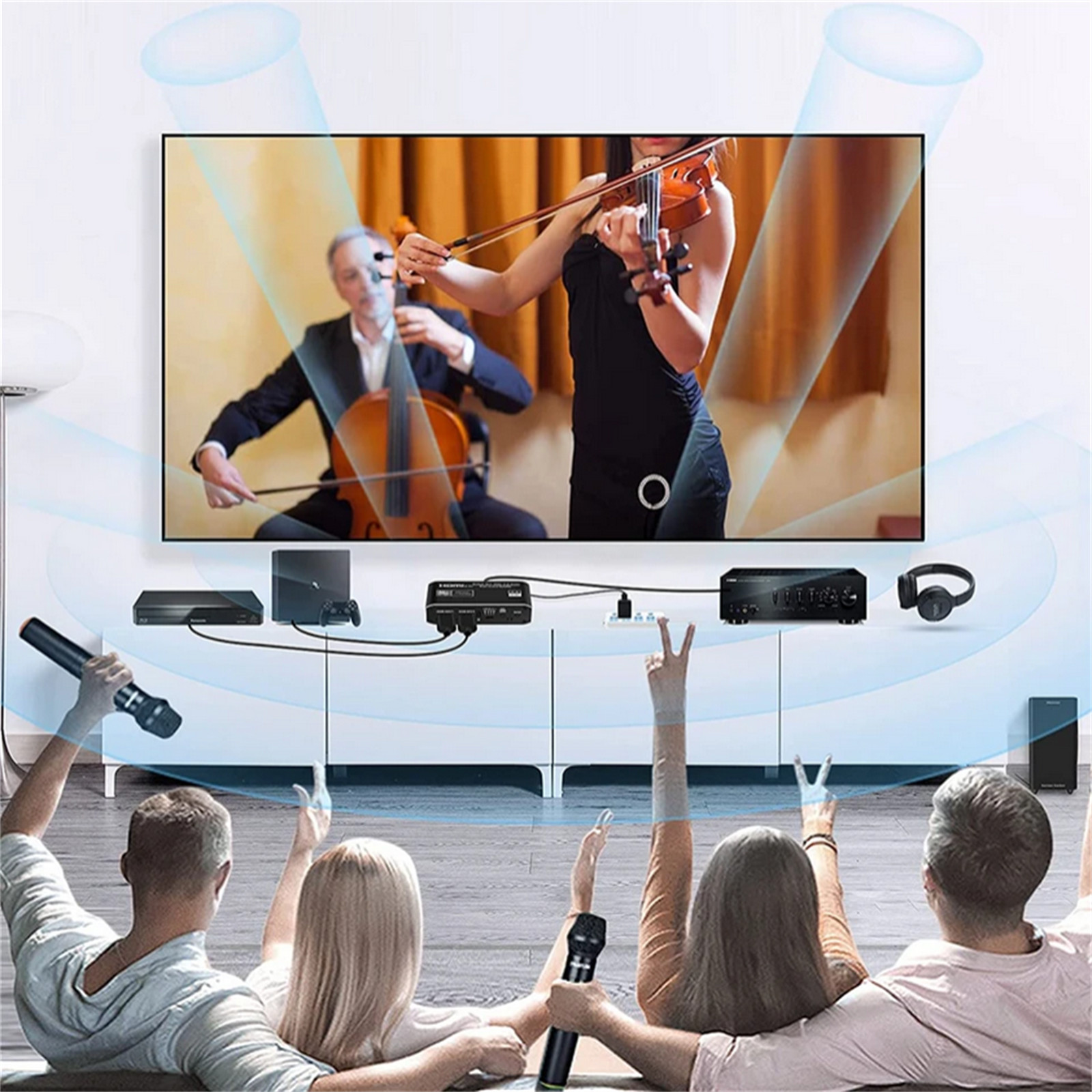 HDMI 2.0b Audio Extractor Switcher 4K@60Hz 2 In 1 Out W/ Earc & Toslink For TV