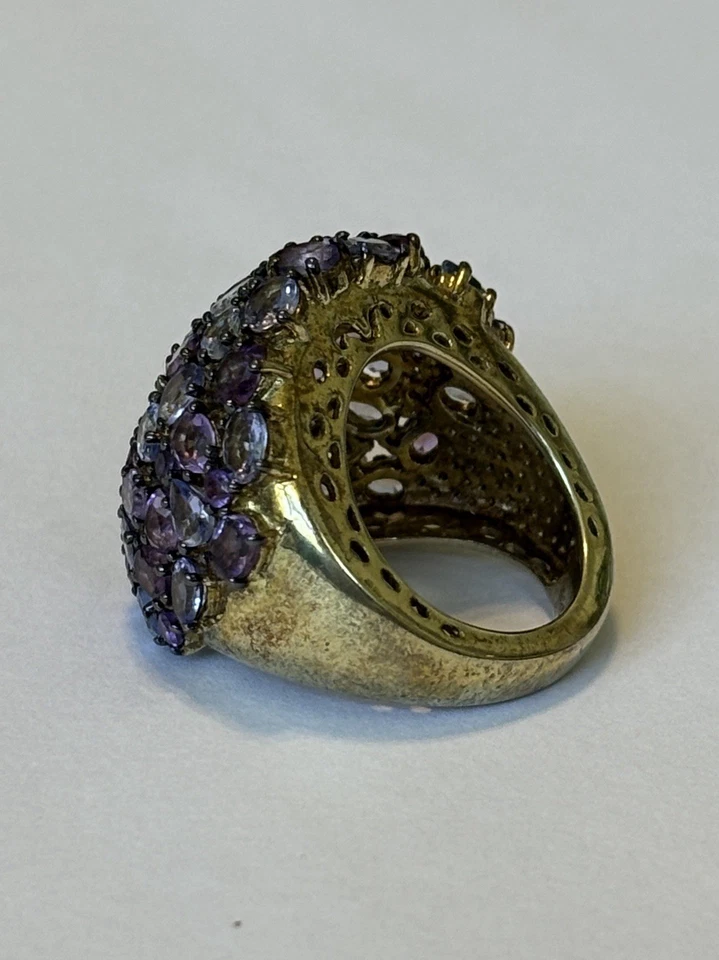 Ross-Simons 18K Gold over Sterling Silver Tanzanite Amethyst Dome Ring Sz 5 - Image 4 of 4