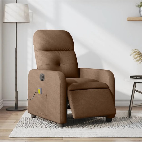 Massagesessel Elektrisch Braun Stoff Relaxsessel Mit Fernbedienung Klappbar-image