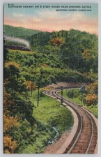 Vintage Linen Postcard Southern Railway Near Andrews Geyser NC
