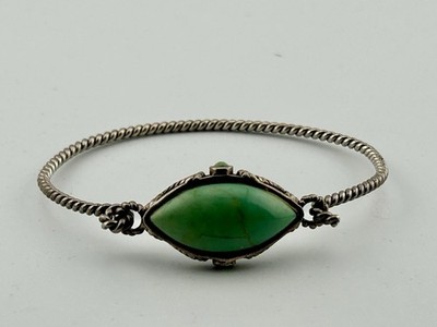 Vintage Barse 925 Thailand Sterling Green Turquoise Rope Bangle Bracelet 11.26g