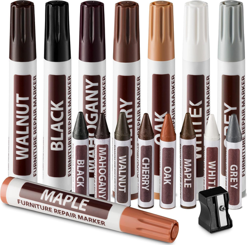 Furniture Markers Touch Up, 17 Piece Furniture and Wood Floor Markers and Crayon