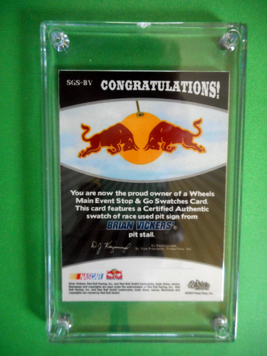 Brian Vickers 2003 Wheels STOP & GO SWATCHES R- Used PIT SIGN GREEN Card SER 3/5 - Picture 4 of 4